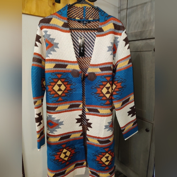 Anne French Sweaters - NWT Anne French Aztec Long Sweater Cardigan